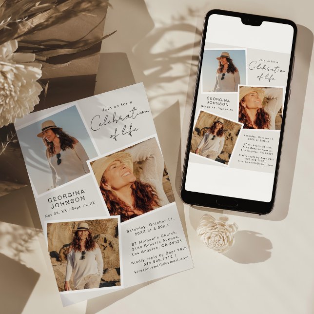 Celebration Of Life Snapshot Photo Memorial Invitation (Creator Uploaded)