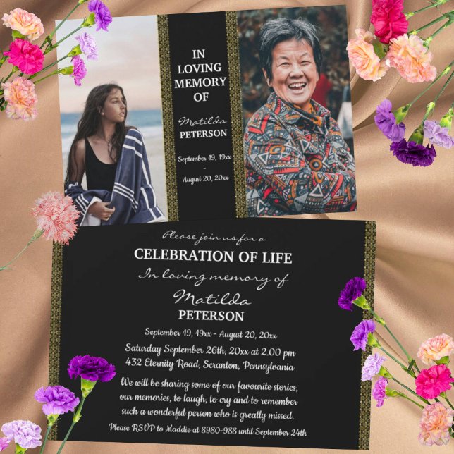 Celebration Of Life Then And Now 2 Photo Funeral Invitation (Creator Uploaded)