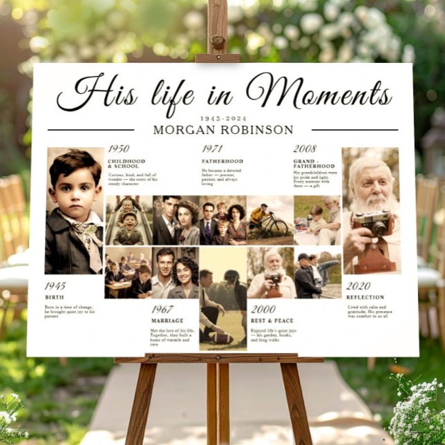 Celebration of Life Timeline Funeral Memory Photo Poster (Funeral Photo Memory Timeline Board Poster, Memorial Gift Idea, Celebration of Life Decor)