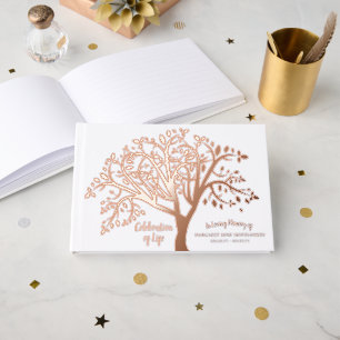 Celebration of Life Tree Modern Script Guest Book