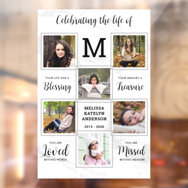 Celebration of Life Unique Photo Memorial Funeral Window Cling (Sheet 2)