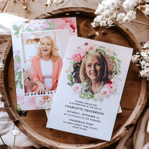 Celebration of Life Watercolor Photo Memorial Invitation