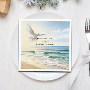 Celebration Of Life White Dove on Beach Napkin