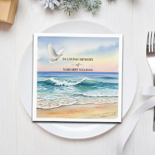 Celebration Of Life White Dove on Beach Napkin