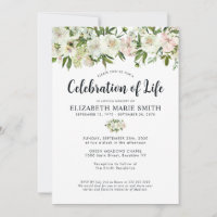 Celebration of Life White Floral Funeral Memorial
