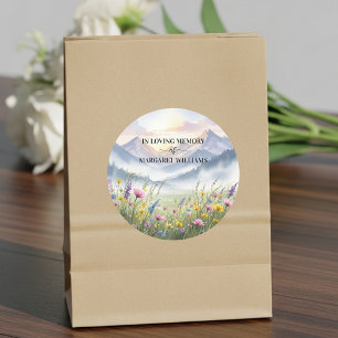Celebration Of Life Wildflowers Mountains Classic Round Sticker