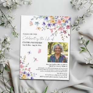 Celebration Of Life Wildflowers Photo Invitation