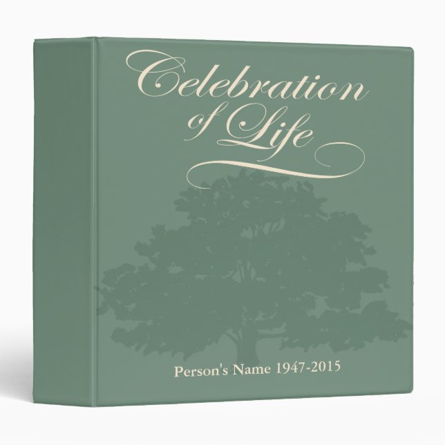 Celebration of Life with Oak Tree Guest Book Binder (Front/Spine)