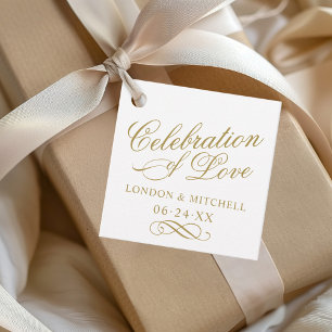 Celebration of Love Gold Calligraphy Monogram Favour Tags