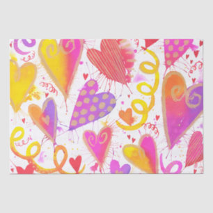 Celebration Of Love Watercolor Hearts Tissue Paper