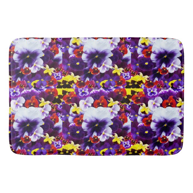 Celebration Of Multi Coloured Pansies, Bath Mat (Front)
