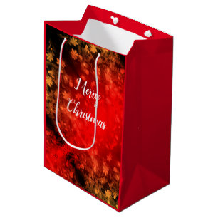 Celebration of Red Gold Sparkle Lights on Black Medium Gift Bag