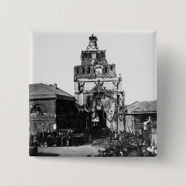 Celebration of the 500 year anniversary 2 inch square button (Front)