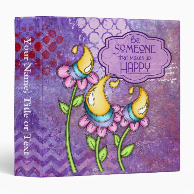 Celebration Positive Thought Doodle Flower Binder (Front/Spine)