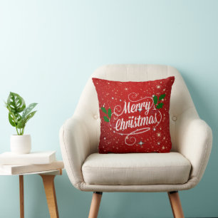 Celebration Red, Merry Christmas Throw Pillow