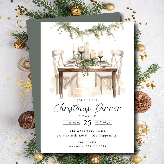 Célébration saisonnière Dîner de Noël Invitation (Créateur téléchargé)