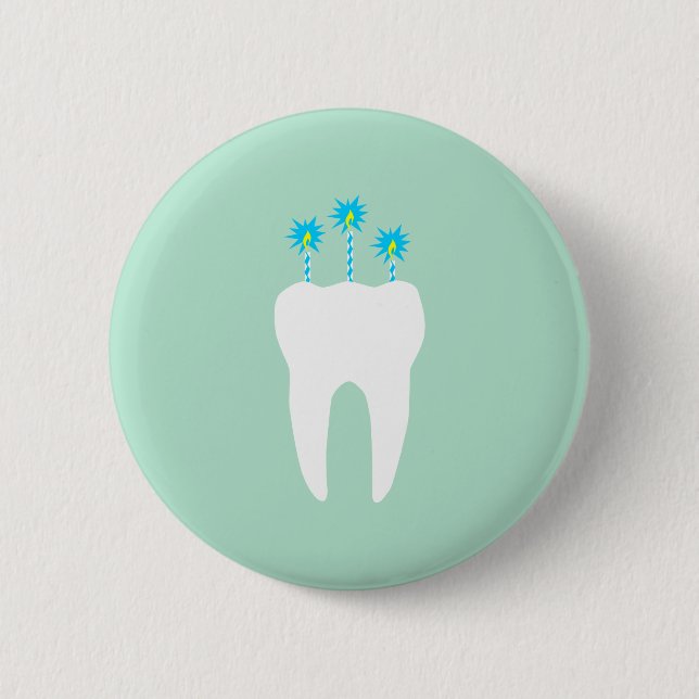 Celebration Tooth with Candles 2 Inch Round Button (Front)