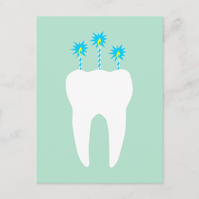 Celebration Tooth with Candles Invitation Postcard (Front)
