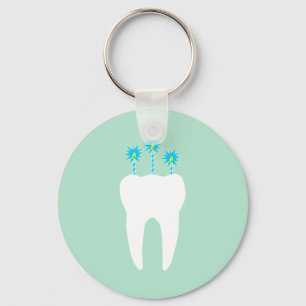 Celebration Tooth with Candles Keychain