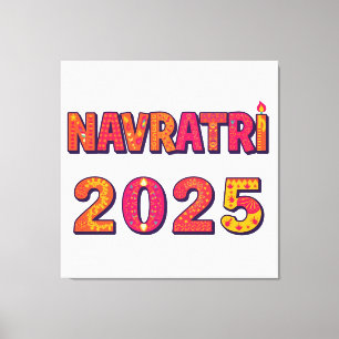 Celebratory “NAVRATRI 2025” Colourful Typography Canvas Print