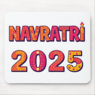 Celebratory “NAVRATRI 2025” Colourful Typography  Mouse Pad