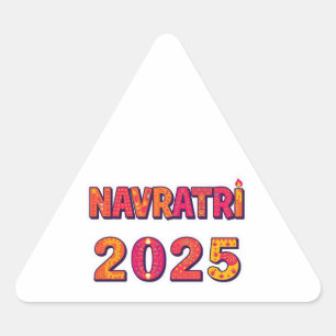 Celebratory “NAVRATRI 2025” Colourful Typography  Triangle Sticker