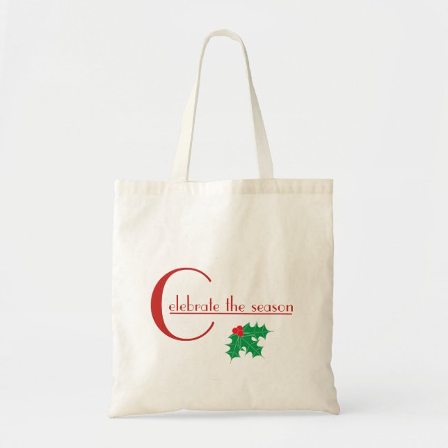 Célébrer la saison | sac fourre-tout rouge et blan (Devant)
