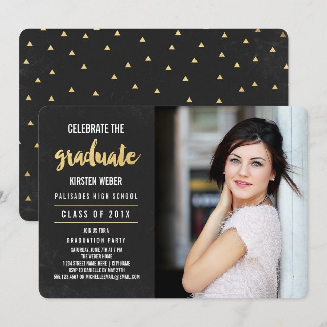 Célébrer | Photo Graduation Party Invitation (Devant / Derrière)