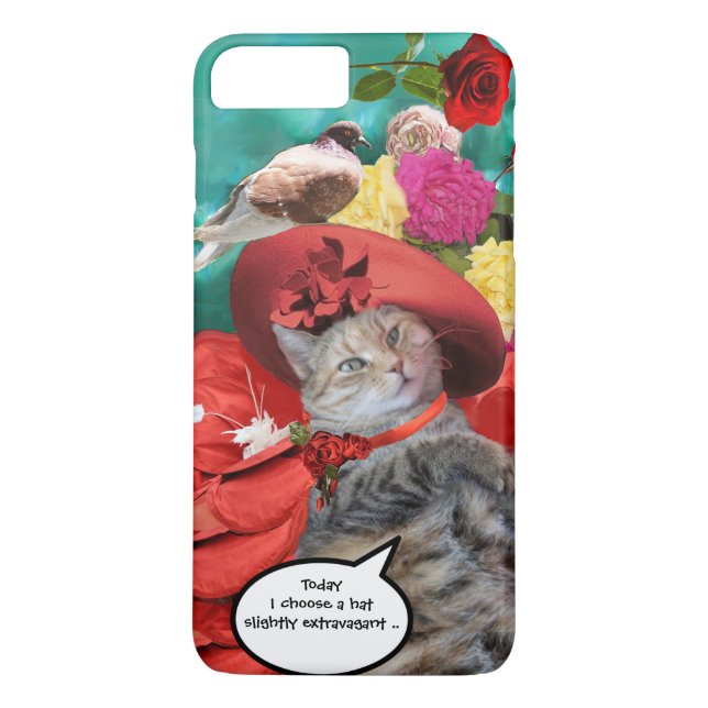 CELEBRITY CAT PRINCESS TATUS, RED HAT WITH PIGEON Case-Mate iPhone CASE (Back)