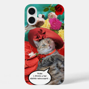 CELEBRITY CAT PRINCESS TATUS, RED HAT WITH PIGEON iPhone 16 PLUS CASE