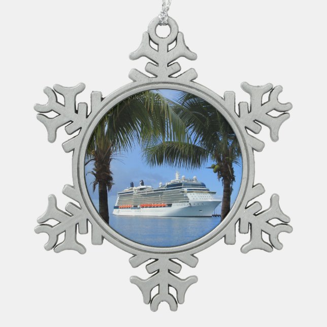 Celebrity Silhouette Cruise to Paradise Snowflake Pewter Christmas Ornament (Front)