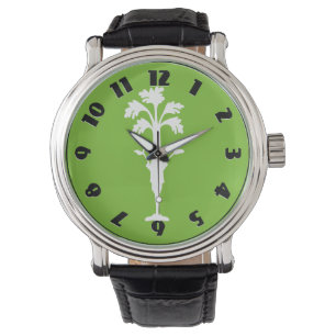 'Celery Charles' Logo Green Watch Leather Strap