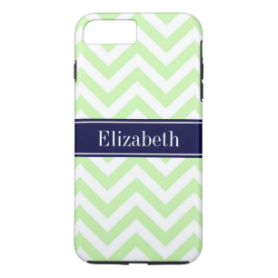 Celery Green LG Chevron Navy Blue Name Monogram Case-Mate iPhone Case
