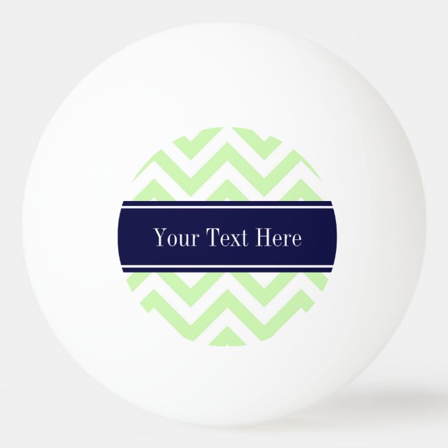 Celery Green LG Chevron Navy Blue Name Monogram Ping Pong Ball (Front)