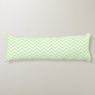 Celery Green, White Large Chevron ZigZag Pattern Body Pillow