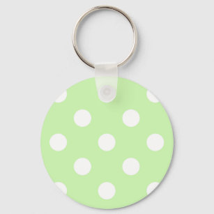 Celery Green White Large Polka Dot Pattern Keychain