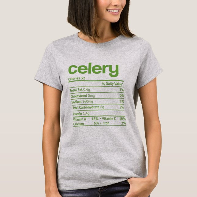 Celery Nutrition Fact Funny Thanksgiving T-Shirt (Front)