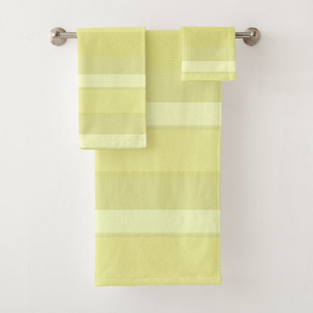 Celery Pastel Wide Stripe Bath Towel Set (Insitu)