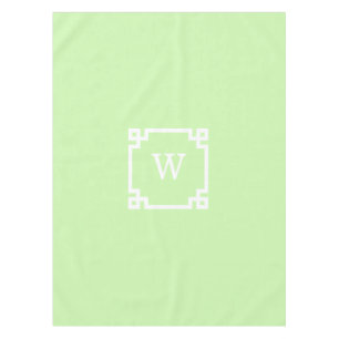 Celery White Greek Key Frame #2 Initial Monogram Tablecloth