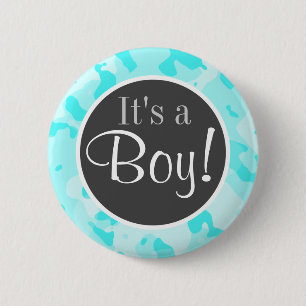 Celeste Camo; Camouflage 2 Inch Round Button