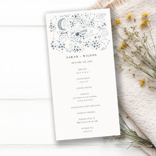 Céleste Marine Starry Night Moon Wedding Programme