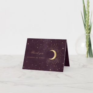 céleste minuit noir étoiles or Carte de remercieme