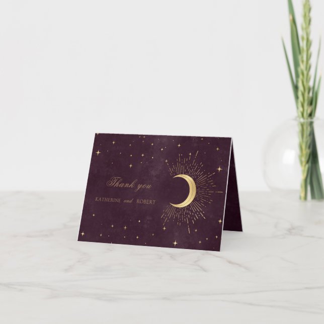 céleste minuit noir étoiles or Carte de remercieme (Devant)