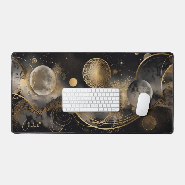 Céleste Mystique Or Noir Nom personnalisé (Clavier et souris)