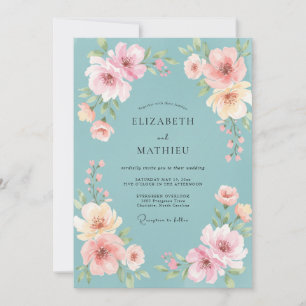 Celeste Pink Peony Wedding Invitation