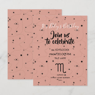 céleste Scorpio vieil rose étoiles invitation d'an