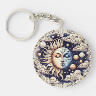 Céleste Vintage Demi Soleil & Lune Bleu Jaune