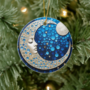 Celeste : Woman in the moon Ceramic Ornament