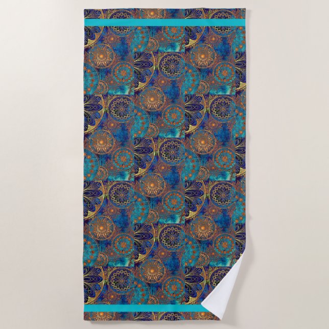 Céleste Xtr Grand Serviette de bain Bleu Aqua Or (Devant)