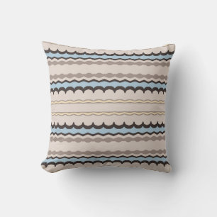 Celestia Horizon Powder Blue & Taupe Wavy Stripe Throw Pillow